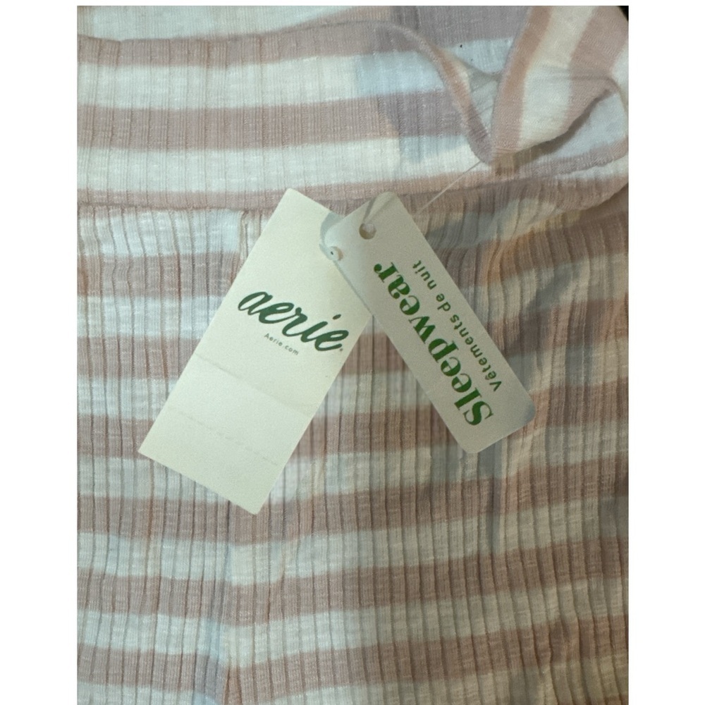 Aerie High Waist Striped Pink Ruffle Sleep Shorts - Picture 2 of 2